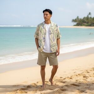 Tommy Bahama 100% Silk Tropical Banana Leaf Floral ButtonUp Blouse Large